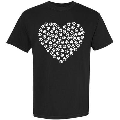 Pawprint Heart Dog Lover Garment-Dyed Heavyweight T-Shirt