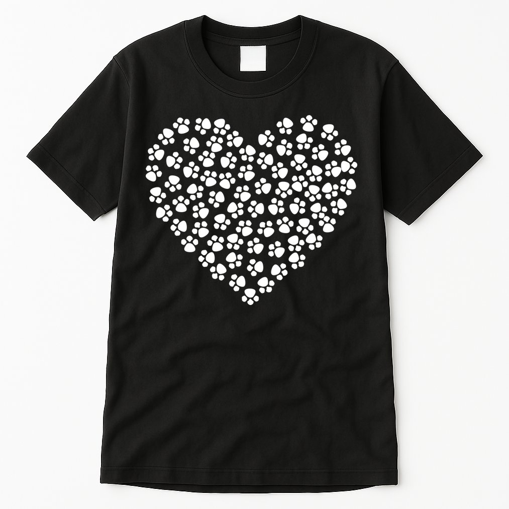 Pawprint Heart Dog Lover Tall T-Shirt