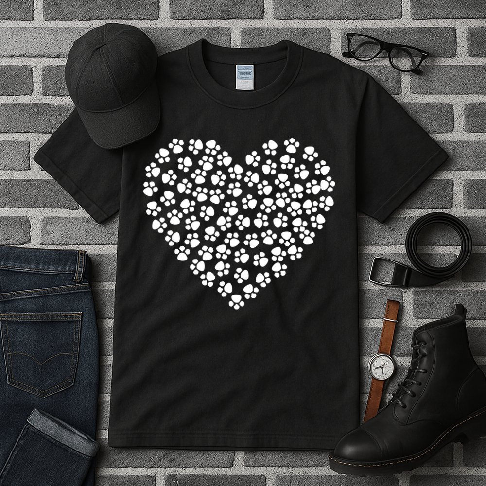 Pawprint Heart Dog Lover Tall T-Shirt