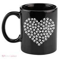 Pawprint Heart Dog Lover 11oz C Handle Ceramic Mug