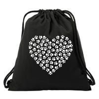 Pawprint Heart Dog Lover Drawstring Bag