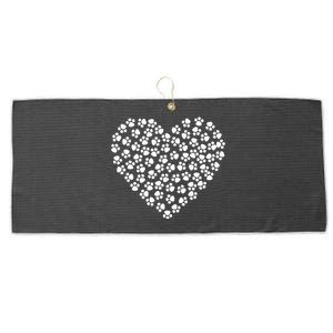 Pawprint Heart Dog Lover Large Microfiber Waffle Golf Towel