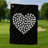 Pawprint Heart Dog Lover Golf Towel