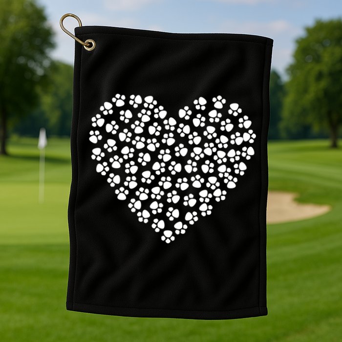 Pawprint Heart Dog Lover Golf Towel
