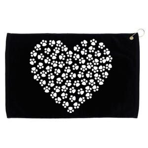 Pawprint Heart Dog Lover Grommeted Golf Towel