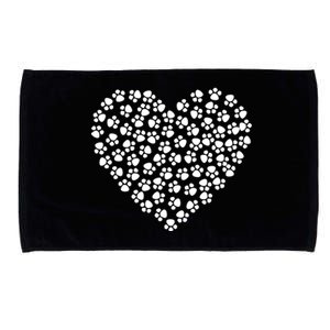 Pawprint Heart Dog Lover Microfiber Hand Towel