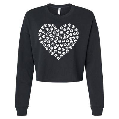 Pawprint Heart Dog Lover Cropped Pullover Crew