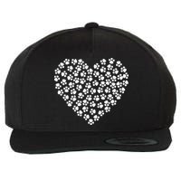 Pawprint Heart Dog Lover Wool Snapback Cap