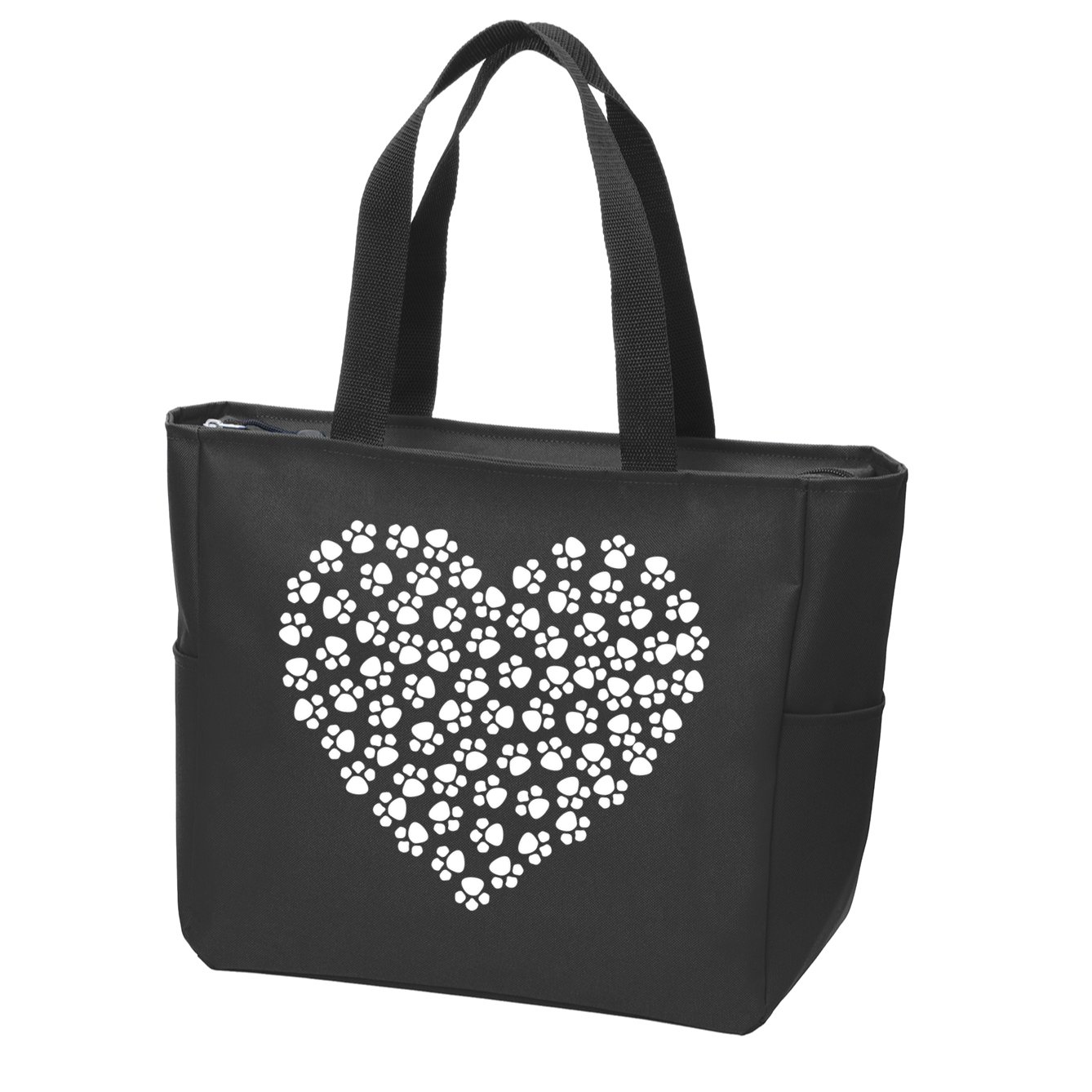 Pawprint Heart Dog Lover Zip Tote Bag