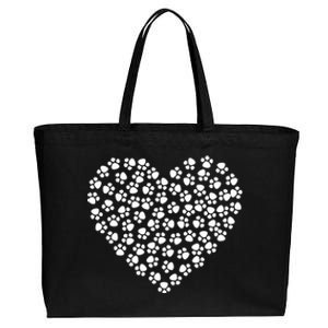 Pawprint Heart Dog Lover Cotton Canvas Jumbo Tote