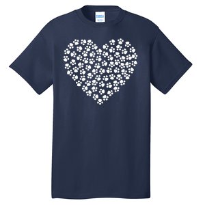 Pawprint Heart Dog Lover Tall T-Shirt