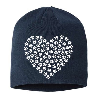 Pawprint Heart Dog Lover Sustainable Beanie