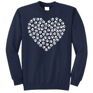 Pawprint Heart Dog Lover Tall Sweatshirt