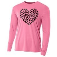 Pawprint Heart Dog Lover Cooling Performance Long Sleeve Crew