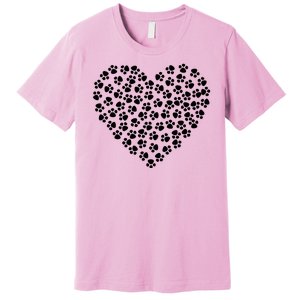 Pawprint Heart Dog Lover Premium T-Shirt