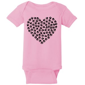 Pawprint Heart Dog Lover Baby Bodysuit