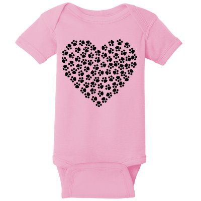 Pawprint Heart Dog Lover Baby Bodysuit