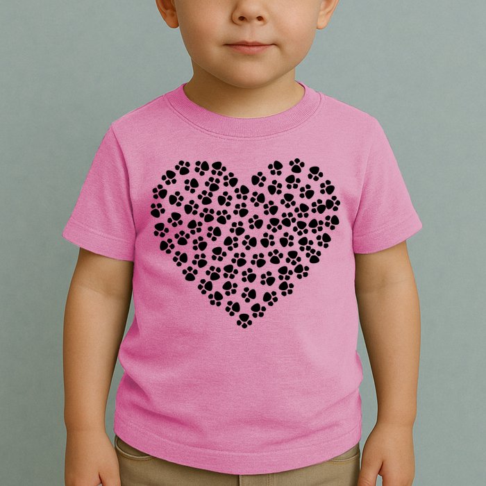 Pawprint Heart Dog Lover Toddler T-Shirt