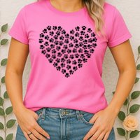 Pawprint Heart Dog Lover Womens T-Shirt