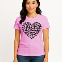 Pawprint Heart Dog Lover Womens T-Shirt
