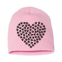 Pawprint Heart Dog Lover Short Acrylic Beanie