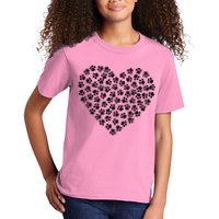 Pawprint Heart Dog Lover Kids T-Shirt