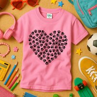 Pawprint Heart Dog Lover Kids T-Shirt