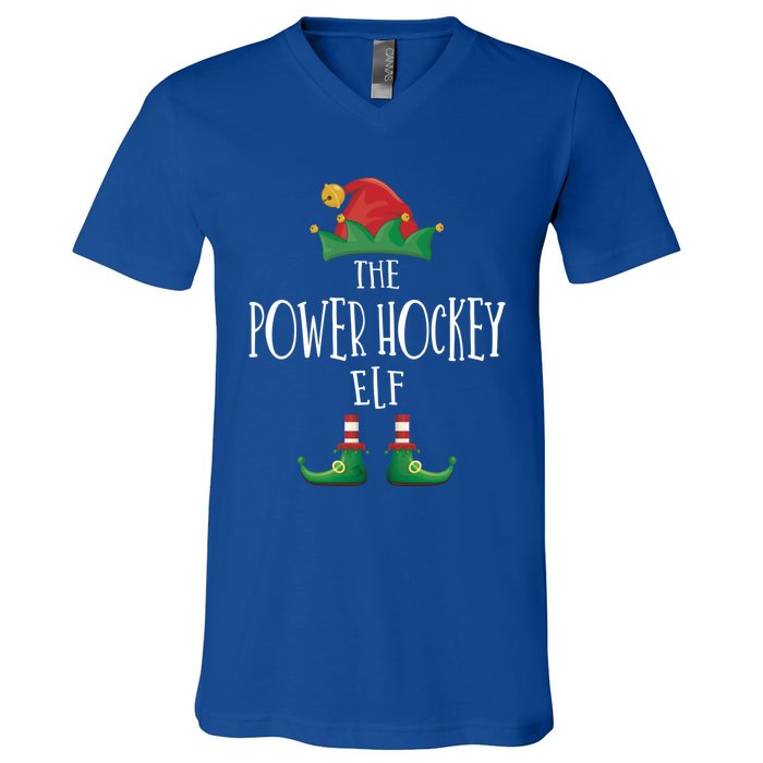 Power Hockey Elf Cute Gift Family Matching Pajamas Christmas Cute Gift V-Neck T-Shirt