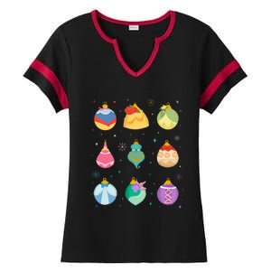 Princess Holiday Enchanting Christmas Ornaments Ladies Halftime Notch Neck Tee