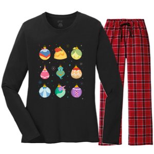 Princess Holiday Enchanting Christmas Ornaments Women's Long Sleeve Flannel Pajama Set 