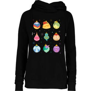 Princess Holiday Enchanting Christmas Ornaments Womens Funnel Neck Pullover Hood