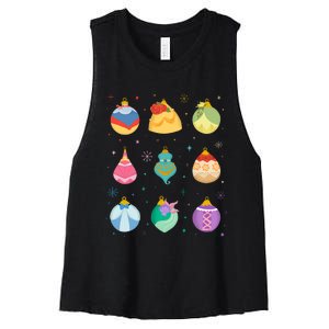 Princess Holiday Enchanting Christmas Ornaments Women's Racerback Cropped Tank