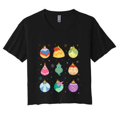 Princess Holiday Enchanting Christmas Ornaments Crop Top