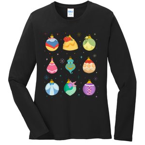 Princess Holiday Enchanting Christmas Ornaments Ladies Long Sleeve Shirt