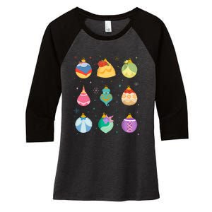 Princess Holiday Enchanting Christmas Ornaments Women's Tri-Blend 3/4-Sleeve Raglan Shirt