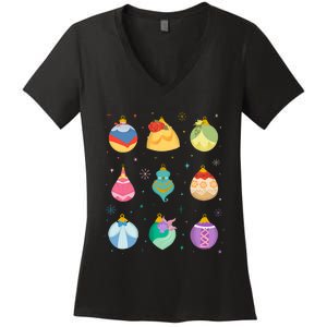 Princess Holiday Enchanting Christmas Ornaments Women's V-Neck T-Shirt