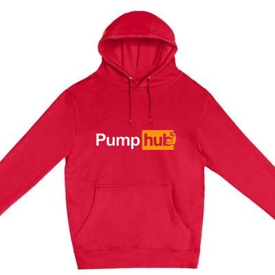 Pump Hub Funny Bodybuilding Weightlifting Premium Pullover Hoodie