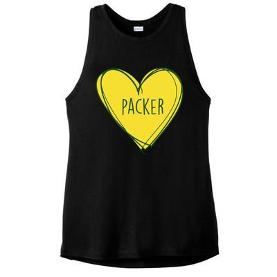 Packers Heart Football Team Touchdown Ladies PosiCharge Tri-Blend Wicking Tank