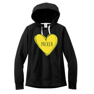 Packers Heart Football Team Touchdown Women's Fleece Hoodie