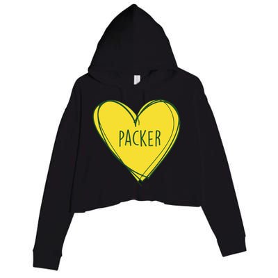 Packers Heart Football Team Touchdown Crop Fleece Hoodie