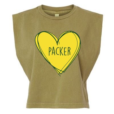 Packers Heart Football Team Touchdown Garment-Dyed Women's Muscle Tee