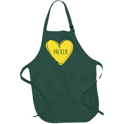 Packers Heart Football Team Touchdown Full-Length Apron With Pockets