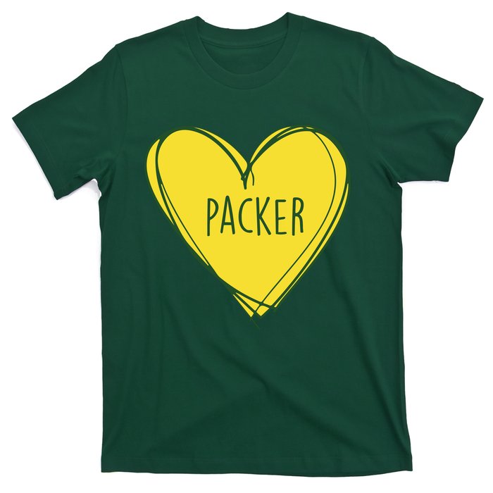 Packers Heart Football Team Touchdown T-Shirt