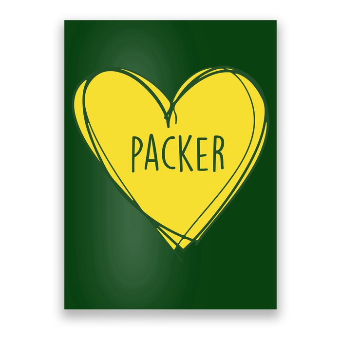 Packers Heart Football Team Touchdown Poster