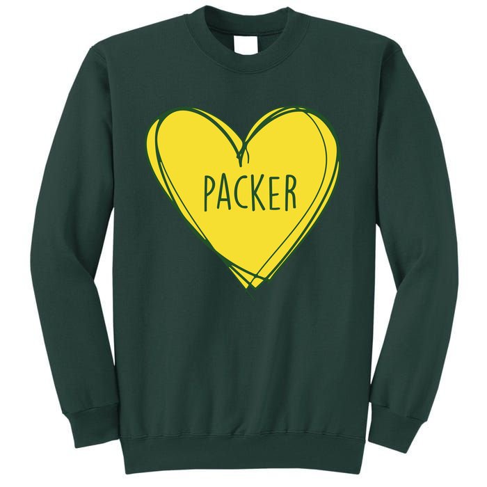 Packers Heart Football Team Touchdown Tall Sweatshirt