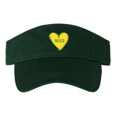 Packers Heart Football Team Touchdown Valucap Bio-Washed Visor