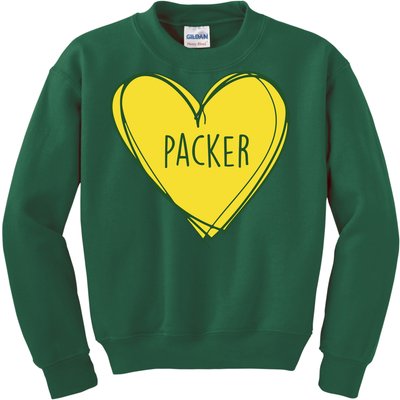 Packers Heart Football Team Touchdown Kids Sweatshirt