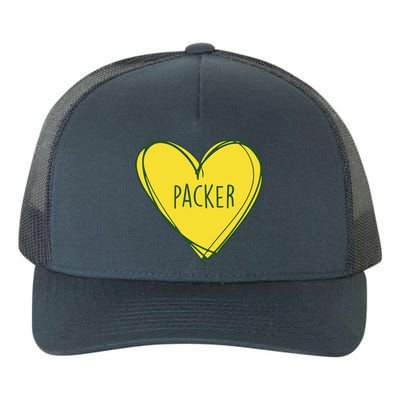 Packers Heart Football Team Touchdown Yupoong Adult 5-Panel Trucker Hat