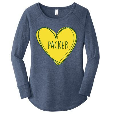 Packers Heart Football Team Touchdown Women's Perfect Tri Tunic Long Sleeve Shirt