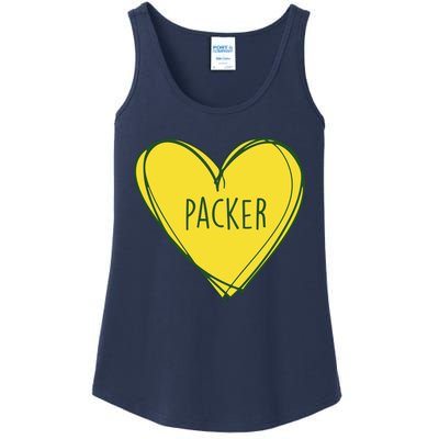 Packers Heart Football Team Touchdown Ladies Essential Tank